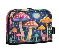 Ttgoth Standing Pencil Case Colorful Mushrooms Large Capacity Pencil Pouch Foldable Pen Bag Portable Stationery Storage Organizer for Desk School Office Supplies, 21 x 5 x 15 cm