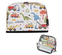 Ttgoth Standing Pencil Case Construction Vehicles Large Capacity Pencil Pouch Foldable Pen Bag Portable Stationery Storage Organiser for Desk School Office Supplies, 21 x 5 x 15 cm