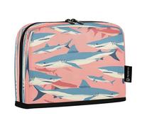 Ttgoth Standing Pencil Case Cute Shark Large Capacity Pencil Pouch Foldable Pen Bag Portable Stationery Storage Organiser for Desk School Office Supplies, 21 x 5 x 15 cm
