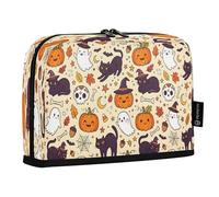 Ttgoth Standing Pencil Case Halloween Boo Large Capacity Pencil Pouch Foldable Pen Bag Portable Stationery Storage Organizer for Desk School Office Supplies, 21 x 5 x 15 cm
