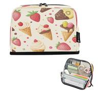 Ttgoth Standing Pencil Case Ice Cream Large Capacity Pencil Pouch Foldable Pen Bag Portable Stationery Storage Organizer for Desk School Office Supplies, 21 x 5 x 15 cm