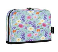 Ttgoth Standing Pencil Case Mixed Flower Large Capacity Pencil Pouch Foldable Pen Bag Portable Stationery Storage Organizer for Desk School Office Supplies, 21 x 5 x 15 cm