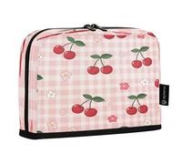 Ttgoth Standing Pencil Case Red Cherry Plaid Large Capacity Pencil Pouch Foldable Pen Bag Portable Stationery Storage Organizer for Desk School Office Supplies, 21 x 5 x 15 cm