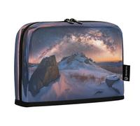 Ttgoth Standing Pencil Case Snowy Mountain Large Capacity Pencil Pouch Foldable Pen Bag Portable Stationery Storage Organiser for Desk School Office Supplies, 21 x 5 x 15 cm