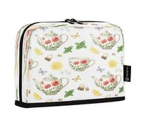 Ttgoth Standing Pencil Case Tea Time Whimsy Large Capacity Pencil Pouch Foldable Pen Bag Portable Stationery Storage Organizer for Desk School Office Supplies, 21 x 5 x 15 cm