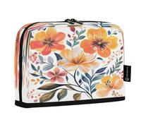 Ttgoth Standing Pencil Case Watercolor Flowers Large Capacity Pencil Pouch Foldable Pen Bag Portable Stationery Storage Organiser for Desk School Office Supplies, 21 x 5 x 15 cm