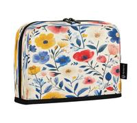 Ttgoth Standing Pencil Case Watercolor Flowers Large Capacity Pencil Pouch Foldable Pen Bag Portable Stationery Storage Organiser for Desk School Office Supplies, 21 x 5 x 15 cm