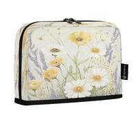 Ttgoth Standing Pencil Case Watercolor Flowers Large Capacity Pencil Pouch Foldable Pen Bag Portable Stationery Storage Organiser for Desk School Office Supplies, 21 x 5 x 15 cm
