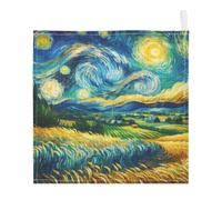 Ttgoth Starry Night Baby Muslin Washcloths, 5 Pack 4-Layer Cotton Face Towels with Hanging Loop, Soft Absorbent Wash Cloths for Newborns, 30 x 30 cm