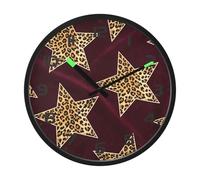 Ttgoth Stars Leopard Wall Clock with LED Night Light 30.5 cm Sound Control Silent Non-Ticking Wall Clock Battery Operated for Bedroom Living Room Kitchen Home Decor
