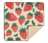 Ttgoth Strawberry Baby Play Mat Baby Play Mat for Floor 127x127cm Soft Foldable Crawling Mat Waterproof Non-Slip Floor Mat Kids Playmat for Infants Babies Toddlers