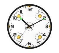 Ttgoth Sun Egg Wall Clock with LED Night Light 30.5 cm Sound Control Silent Non-Ticking Wall Clock Battery Operated for Bedroom Living Room Kitchen Home Decor
