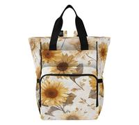 Ttgoth Sunflowers Diaper Bag Backpack Waterproof Baby Changing Bag with Insulated Bottle Holders Multi-Pocket Travel Nappy Backpack with Stroller Straps for Mum & Dad