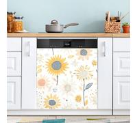 Ttgoth Sunflowers Dishwasher Magnet Cover Decorative Magnetic Dish Washer Front Door Cover Panel Decal Trimmable Magnet Sticker for Kitchen Appliance Decor 58.42x66.04 cm