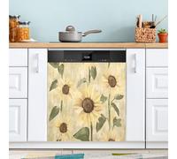 Ttgoth Sunflowers Dishwasher Magnet Cover Decorative Magnetic Dish Washer Front Door Cover Panel Decal Trimmable Magnet Sticker for Kitchen Appliance Decor 58.42x66.04 cm