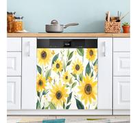Ttgoth Sunflowers Dishwasher Magnet Cover Decorative Magnetic Dish Washer Front Door Cover Panel Decal Trimmable Magnet Sticker for Kitchen Appliance Decor 58.42x66.04 cm