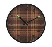 Ttgoth Tartan Plaid Wall Clock with LED Night Light 30.5 cm Sound Control Silent Non-Ticking Wall Clock Battery Operated for Bedroom Living Room Kitchen Home Decor