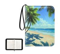 Ttgoth Trading Card Binder 4 Pocket Holds 400 Cards Palm Beach Zippered Card Binder Holder with 50 Removable Sleeves PU Leather Collection Album for Sports & Game Cards