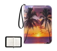Ttgoth Trading Card Binder 4 Pocket Holds 400 Cards Palm Beach Zippered Card Binder Holder with 50 Removable Sleeves PU Leather Collection Album for Sports & Game Cards