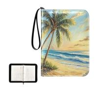 Ttgoth Trading Card Binder 4 Pocket Holds 400 Cards Palm Beach Zippered Card Binder Holder with 50 Removable Sleeves PU Leather Collection Album for Sports & Game Cards