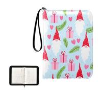 Ttgoth Trading Card Binder 4 Pocket Holds 400 Cards Valentine's Day Gnomes Zippered Card Binder Holder with 50 Removable Sleeves PU Leather Collection Album for Sports & Game Cards