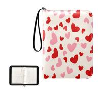 Ttgoth Trading Card Binder 4 Pocket Holds 400 Cards Valentine's Day Heart Zippered Card Binder Holder with 50 Removable Sleeves PU Leather Collection Album for Sports & Game Cards
