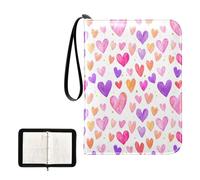 Ttgoth Trading Card Binder 4 Pocket Holds 400 Cards Valentine's Day Heart Zippered Card Binder Holder with 50 Removable Sleeves PU Leather Collection Album for Sports & Game Cards