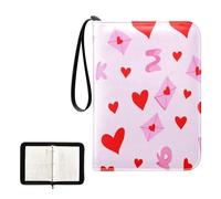 Ttgoth Trading Card Binder 4 Pocket Holds 400 Cards Valentine's Day Letter Zippered Card Binder Holder with 50 Removable Sleeves PU Leather Collection Album for Sports & Game Cards