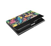 Ttgoth Tropical Birds Flowers Business Card Holder for Men Women PU Leather & Stainless Steel Name Card Case Pocket Wallet ID Case for Travel and Work