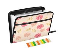 Ttgoth Tropical Hibiscus Accordion File Organiser 13 Pockets Expanding File Folder with Labels A4 Document Holder Portable Receipt & Document Organiser for School, Office & Business