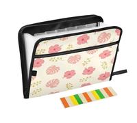 Ttgoth Tropical Hibiscus Accordion File Organiser 13 Pockets Expanding File Folder with Labels A4 Document Holder Portable Receipt & Document Organiser for School, Office & Business