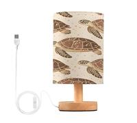 Ttgoth Turtle Bedside Table Lamp for Bedroom LED Nightstand Lamp Desk Reading Light with USB Ports and Fabric Shade for Living Room Dorm Home Office