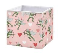 Ttgoth Valentine's Day Cupid Frog Cube Storage Bins 28x28 cm Foldable Fabric Storage Cube Shelf Basket Closet Organiser for Bedroom Nursery Home