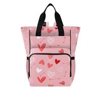 Ttgoth Valentine's Day Heart Diaper Bag Backpack Waterproof Baby Changing Bag with Insulated Bottle Holders Multi-Pocket Travel Nappy Backpack with Stroller Straps for Mum & Dad