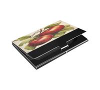 Ttgoth Vintage Apples Business Card Holder for Men Women PU Leather & Stainless Steel Name Card Case Pocket Wallet ID Case for Travel and Work