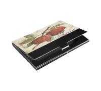 Ttgoth Vintage Apples Business Card Holder for Men Women PU Leather & Stainless Steel Name Card Case Pocket Wallet ID Case for Travel and Work