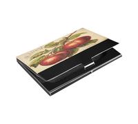 Ttgoth Vintage Apples Business Card Holder for Men Women PU Leather & Stainless Steel Name Card Case Pocket Wallet ID Case for Travel and Work