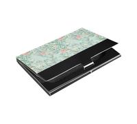 Ttgoth Vintage Floral Green Business Card Holder for Men Women PU Leather & Stainless Steel Name Card Case Pocket Wallet ID Case for Travel and Work