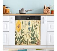 Ttgoth Vintage Plants Dishwasher Magnet Cover Decorative Magnetic Dish Washer Front Door Cover Panel Decal Trimmable Magnet Sticker for Kitchen Appliance Decor 58.42x66.04 cm