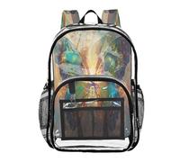 Ttgoth Watercolor Butterfly Clear Backpack Heavy Duty Stadium Approved Transparent Backpack See Through Bookbag with Multiple Pockets for School, Security, Work & Trave