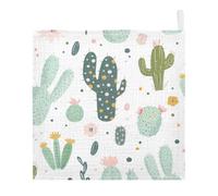 Ttgoth Watercolor Cactus Baby Muslin Washcloths, 3 Pack 4-Layer Cotton Face Towels with Hanging Loop, Soft Absorbent Wash Cloths for Newborns, 30 x 30 cm