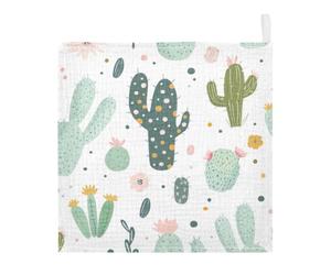 Ttgoth Watercolor Cactus Baby Muslin Washcloths, 3 Pack 4-Layer Cotton Face Towels with Hanging Loop, Soft Absorbent Wash Cloths for Newborns, 30 x 30 cm