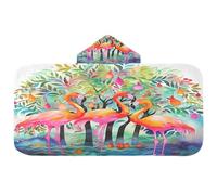 Ttgoth Watercolor Flamingos Hooded Bath Towel for Kids Absorbent Soft Beach Towel with Hood Quick Dry Hoodie Swim Pool Wrap for Indoor Outdoor Travel, 127x60cm