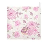 Ttgoth Watercolor Flowers Baby Muslin Washcloths, 3 Pack 4-Layer Cotton Face Towels with Hanging Loop, Soft Absorbent Wash Cloths for Newborns, 30 x 30 cm