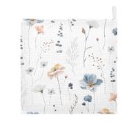Ttgoth Watercolor Flowers Baby Muslin Washcloths, 3 Pack 4-Layer Cotton Face Towels with Hanging Loop, Soft Absorbent Wash Cloths for Newborns, 30 x 30 cm