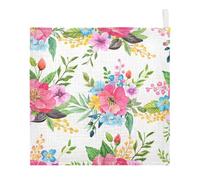 Ttgoth Watercolor Flowers Baby Muslin Washcloths, 5 Pack 4-Layer Cotton Face Towels with Hanging Loop, Soft Absorbent Wash Cloths for Newborns, 30 x 30 cm