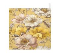 Ttgoth Watercolor Flowers Baby Muslin Washcloths, 5 Pack 4-Layer Cotton Face Towels with Hanging Loop, Soft Absorbent Wash Cloths for Newborns, 30 x 30 cm