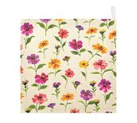 Ttgoth Watercolor Flowers Baby Muslin Washcloths, 5 Pack 4-Layer Cotton Face Towels with Hanging Loop, Soft Absorbent Wash Cloths for Newborns, 30 x 30 cm