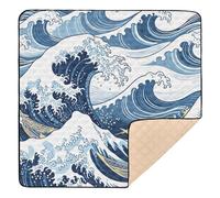 Ttgoth Wave Baby Play Mat for Floor 127x127cm Soft Foldable Crawling Mat Waterproof Non-Slip Floor Mat Kids Playmat for Infants Babies Toddlers