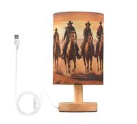 Ttgoth Western Cowboy Bedside Table Lamp for Bedroom LED Nightstand Lamp Desk Reading Light with USB Ports and Fabric Shade for Living Room Dorm Home Office